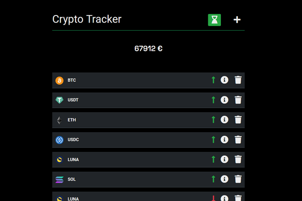 Portfolio personnel pour gérer et suivre ses investiments en cryptomonnaie.