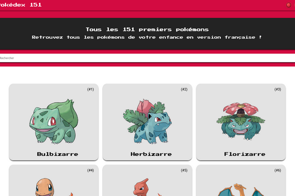 Site Pokédex réalisé par Manon Poucet